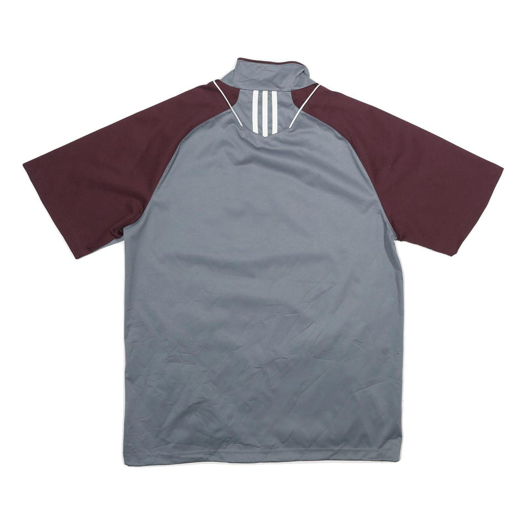 ADIDAS Mens Grey & Maroon Sports Logo 1/4 Zip L Sweatshirt Athletic Pullover