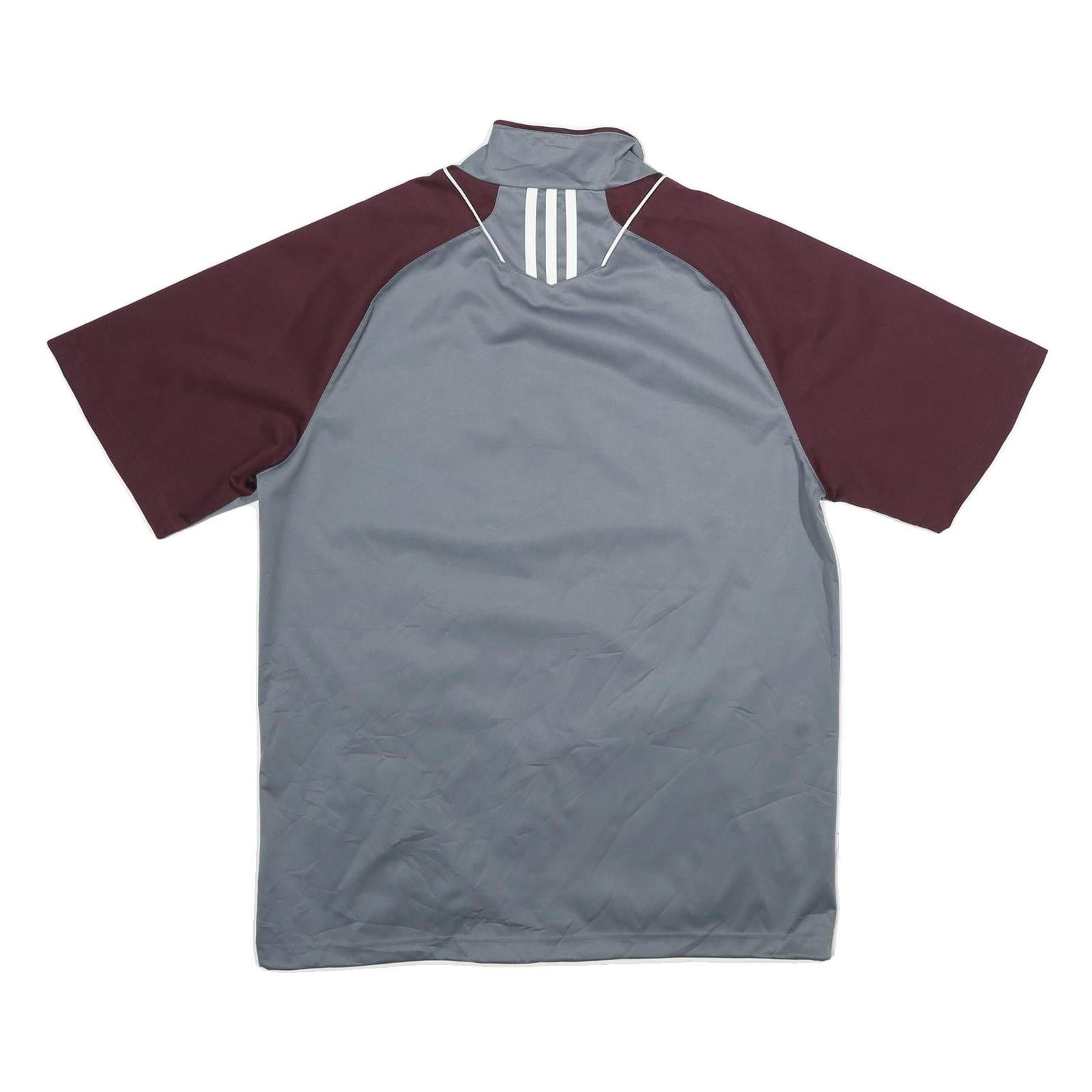 ADIDAS Mens Grey & Maroon Sports Logo 1/4 Zip L Sweatshirt Athletic Pullover