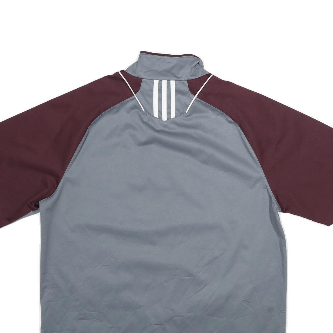 ADIDAS Mens Grey & Maroon Sports Logo 1/4 Zip L Sweatshirt Athletic Pullover
