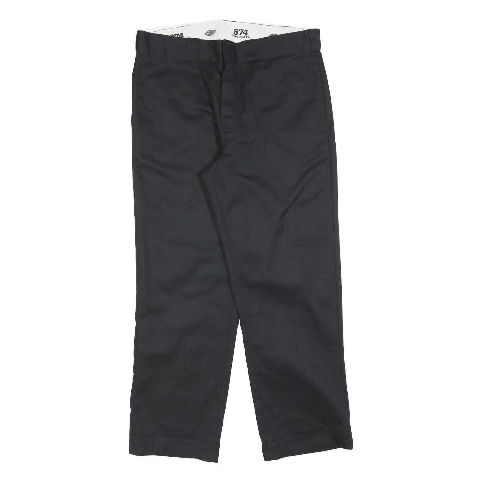 DICKIES Mens Black Relaxed Straight Trousers W34 L28 Workwear Zip Closure