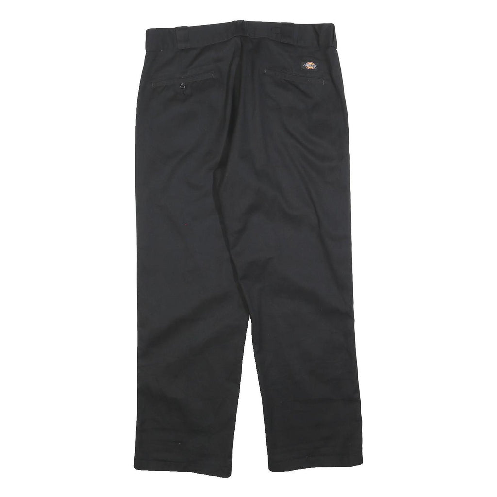 DICKIES Mens Black Relaxed Straight Trousers W34 L28 Workwear Zip Closure