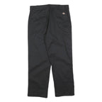 DICKIES Mens Black Relaxed Straight Trousers W34 L28 Workwear Zip Closure