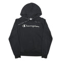 CHAMPION Womens Black Hoodie L Cotton Blend Pullover Logo Hooded Sweatshirt