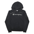 CHAMPION Womens Black Hoodie L Cotton Blend Pullover Logo Hooded Sweatshirt