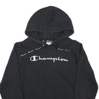CHAMPION Womens Black Hoodie L Cotton Blend Pullover Logo Hooded Sweatshirt