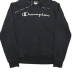 CHAMPION Womens Black Hoodie L Cotton Blend Pullover Logo Hooded Sweatshirt
