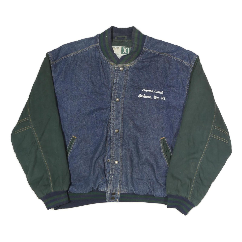 WEARGUARD Mens Blue & Green Denim Jacket XL Cotton Blend Button Casual Workwear