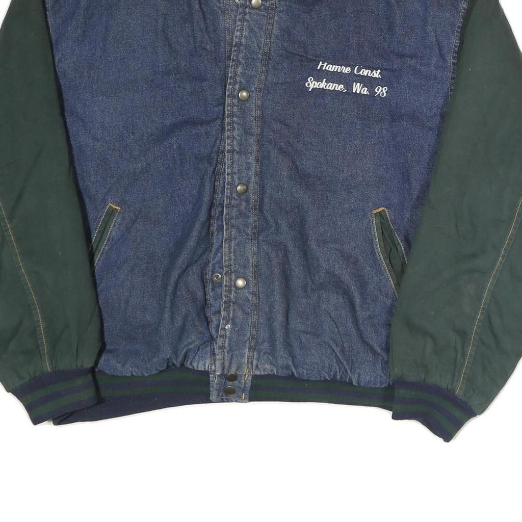 WEARGUARD Mens Blue & Green Denim Jacket XL Cotton Blend Button Casual Workwear