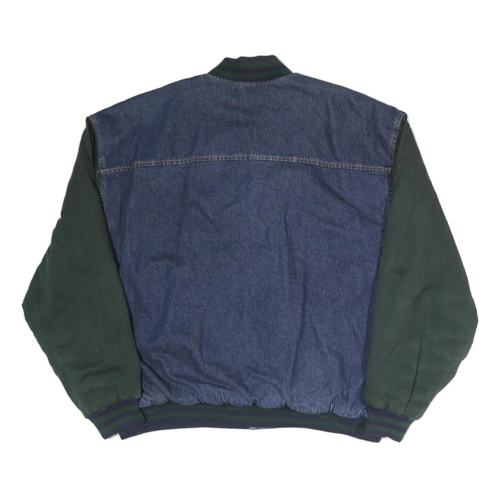 WEARGUARD Mens Blue & Green Denim Jacket XL Cotton Blend Button Casual Workwear