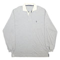 NAUTICA Mens Grey & White Long Sleeve Plain XL Cotton Blend Casual Polo Shirt