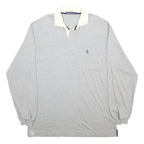 NAUTICA Mens Grey & White Long Sleeve Plain XL Cotton Blend Casual Polo Shirt
