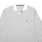 NAUTICA Mens Grey & White Long Sleeve Plain XL Cotton Blend Casual Polo Shirt