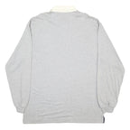 NAUTICA Mens Grey & White Long Sleeve Plain XL Cotton Blend Casual Polo Shirt