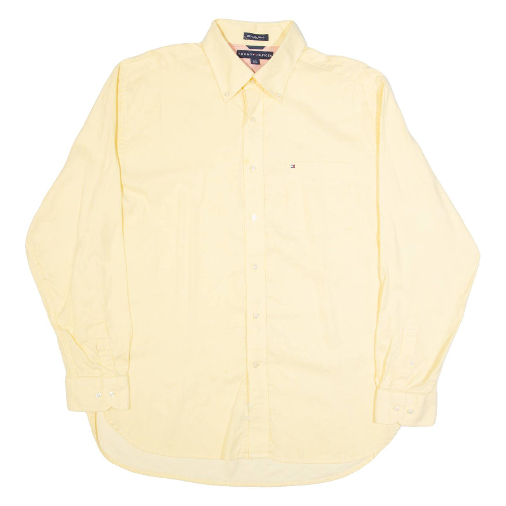 TOMMY HILFIGER Mens Shirt Yellow Pinstripe Long Sleeve L