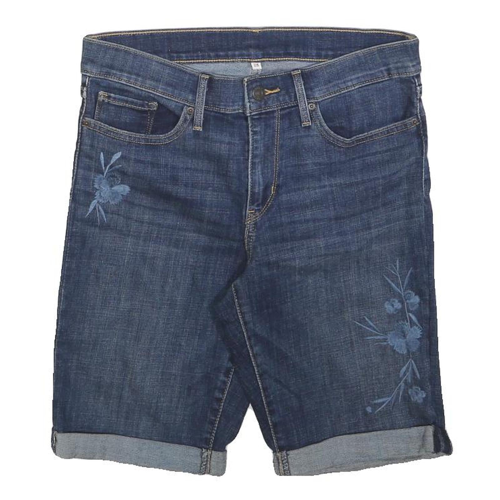 LEVI'S Womens Denim Blue Casual Shorts Floral Embroidery S W28