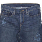 LEVI'S Womens Denim Blue Casual Shorts Floral Embroidery S W28