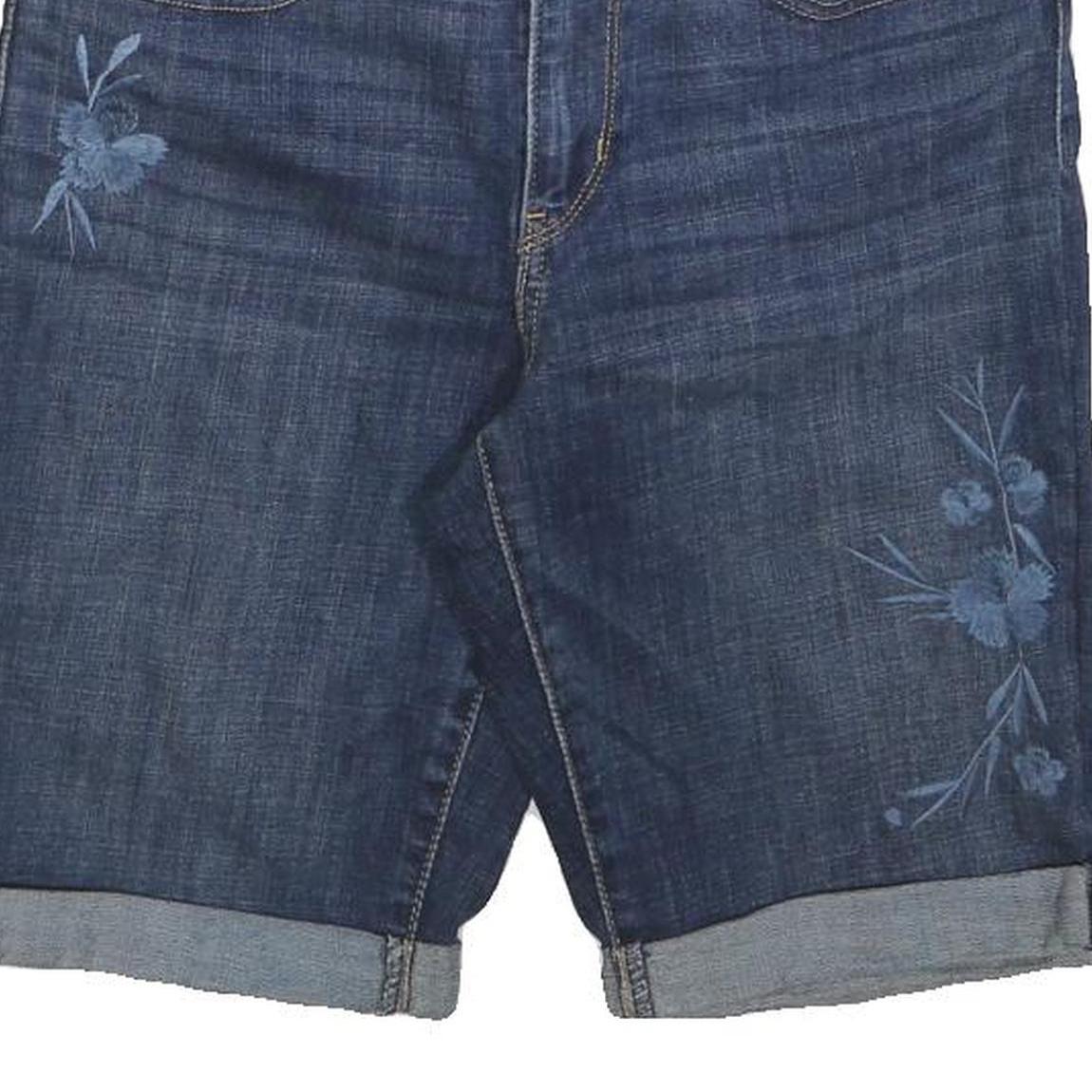 LEVI'S Womens Denim Blue Casual Shorts Floral Embroidery S W28
