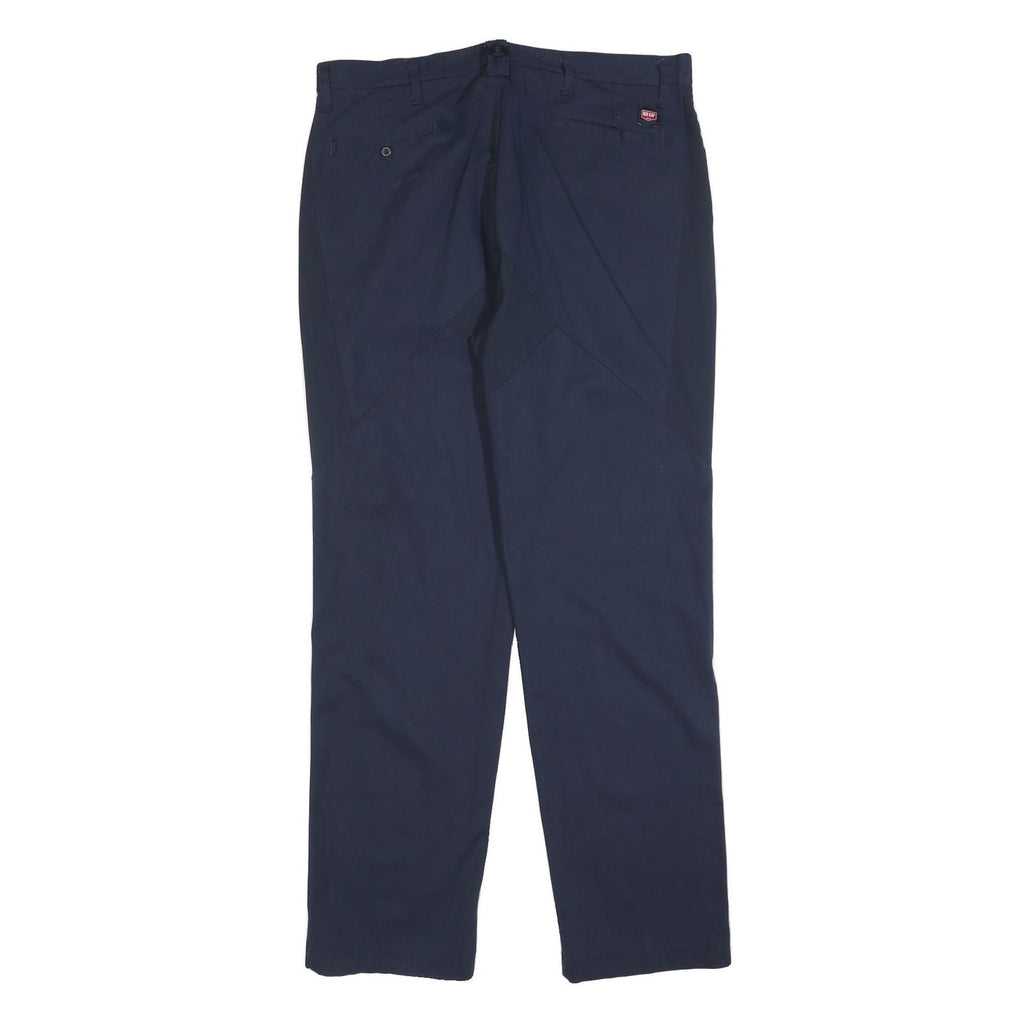 RED KAP Mens Cotton Blend Navy Regular Fit Straight Leg Trousers W38 L34
