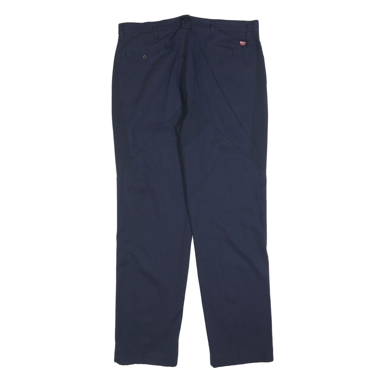 RED KAP Mens Cotton Blend Navy Regular Fit Straight Leg Trousers W38 L34