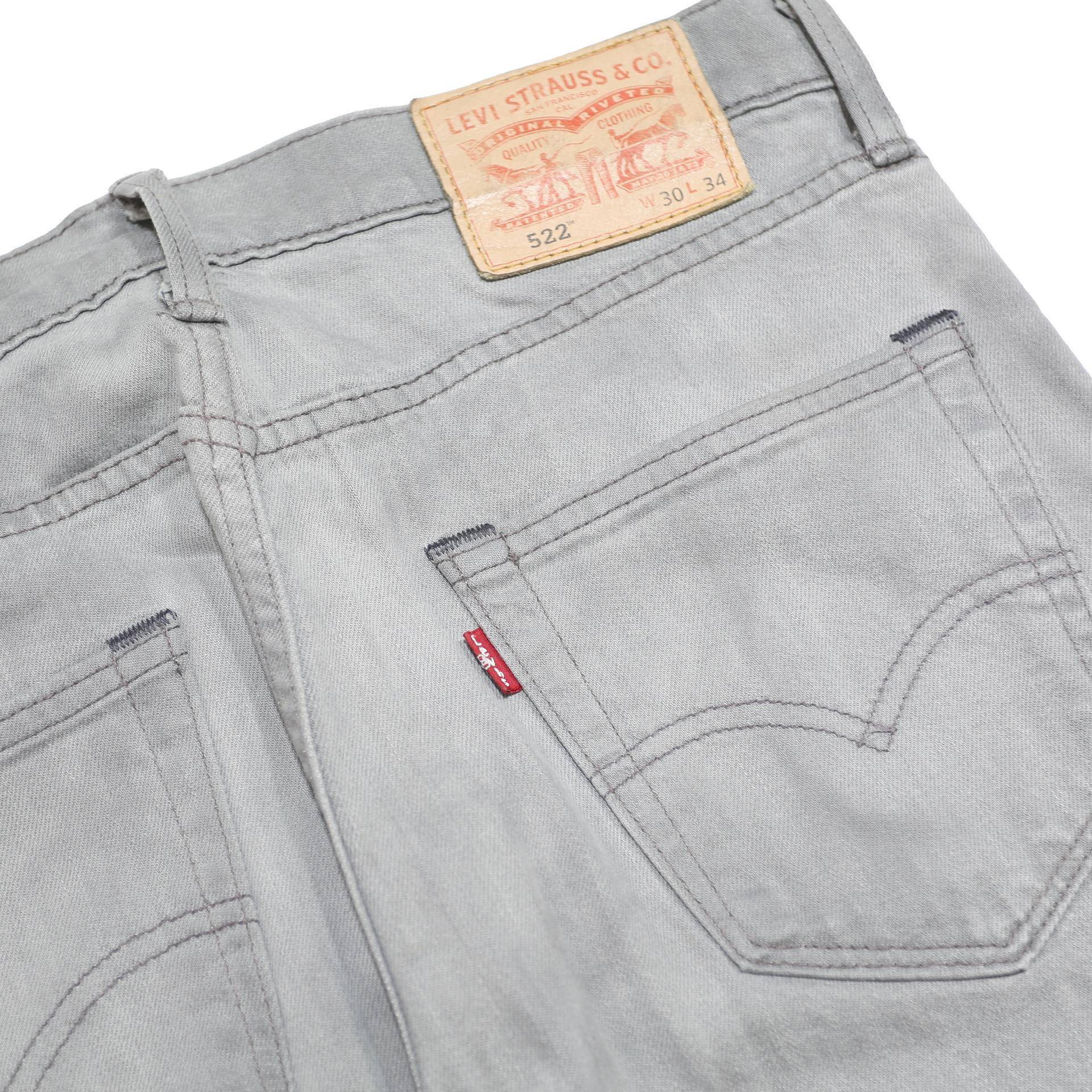 LEVI'S 522 Mens Jeans Slim Skinny Denim Light Wash Cotton Blend W30 L34 Zip