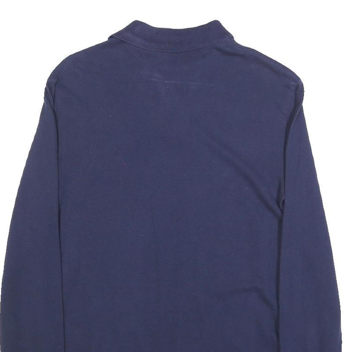 POLO RALPH LAUREN Mens Navy Blue Long Sleeve Plain Polo Shirt S Cotton Blend