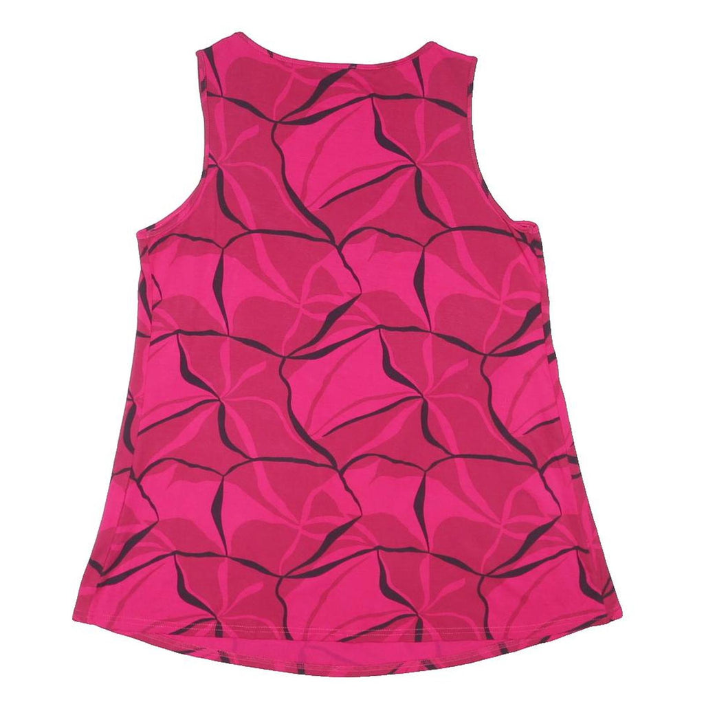 M&S Womens Pink Printed Sleeveless Scoop Neck Top UK 14 Embellished Neckline