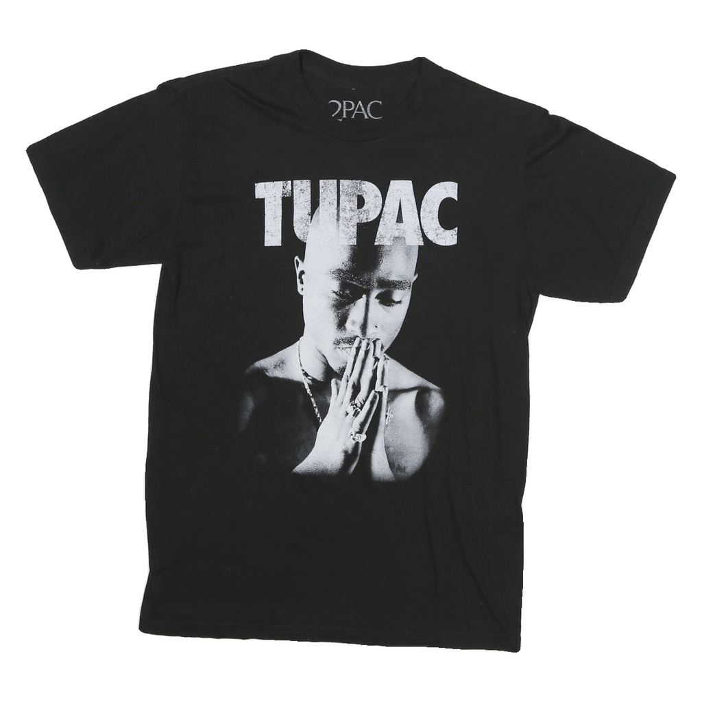 2PAC Mens Black Graphic T-Shirt S Short Sleeve Crew Neck Cotton Blend