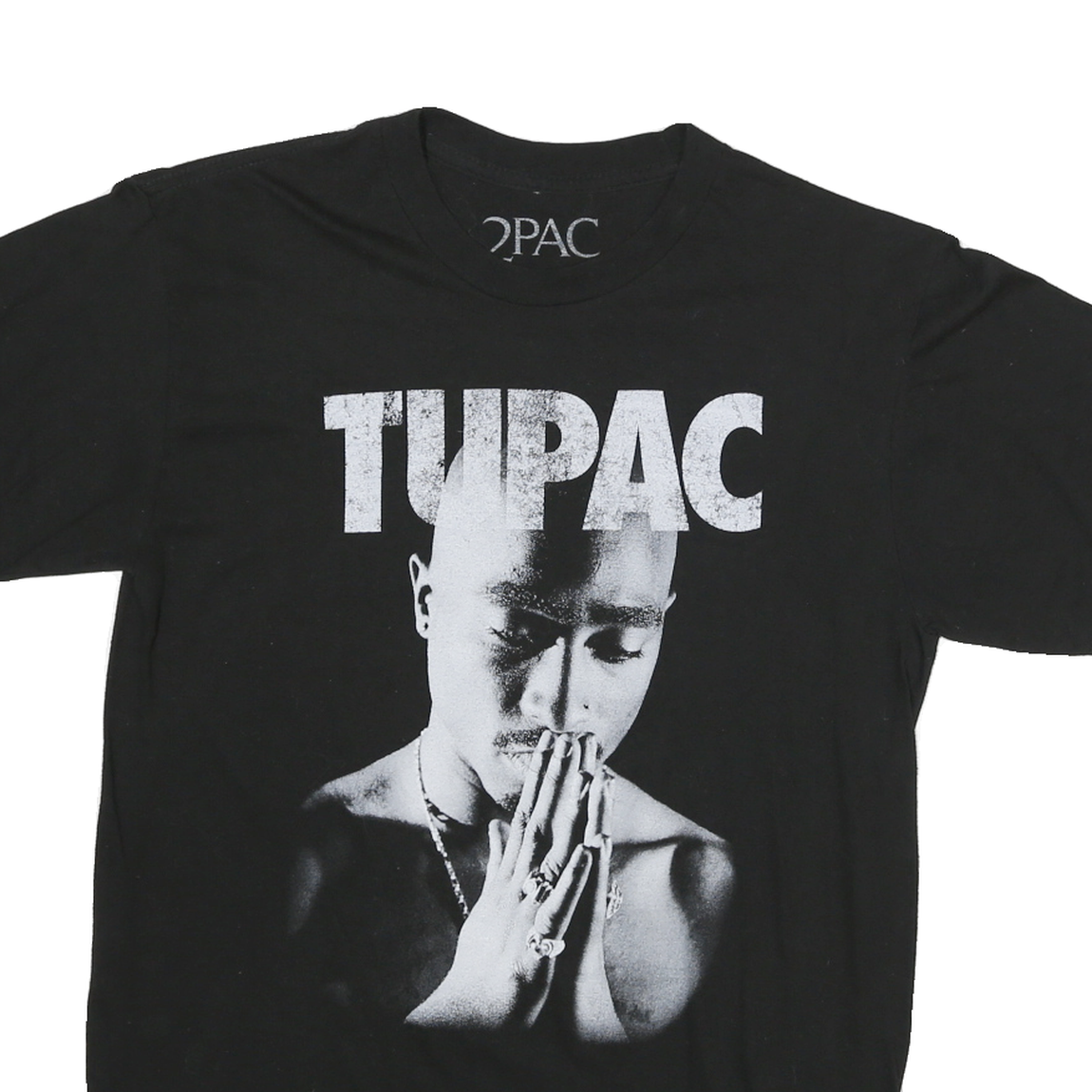 2PAC Mens Black Graphic T-Shirt S Short Sleeve Crew Neck Cotton Blend