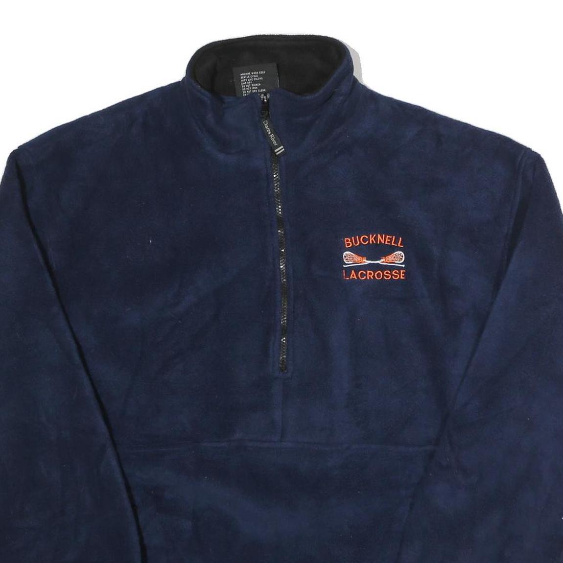 CHARLES RIVER APPAREL Mens Navy Bucknell Lacrosse Half Zip Polyester Fleece