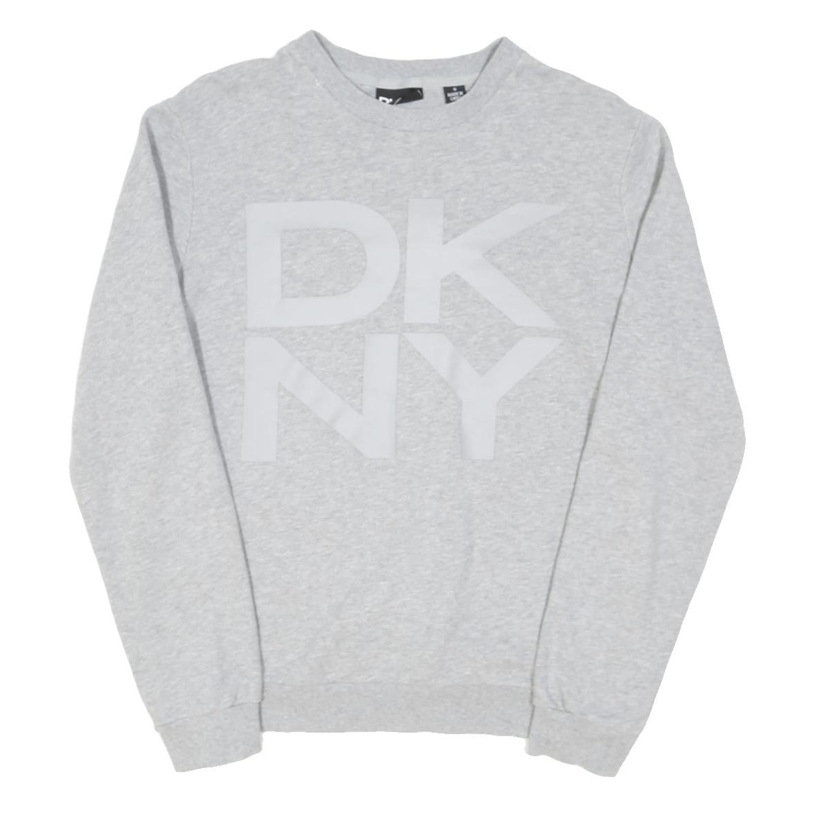 DKNY Mens Grey Crew Neck S Cotton Blend Sweatshirt Pullover Casual