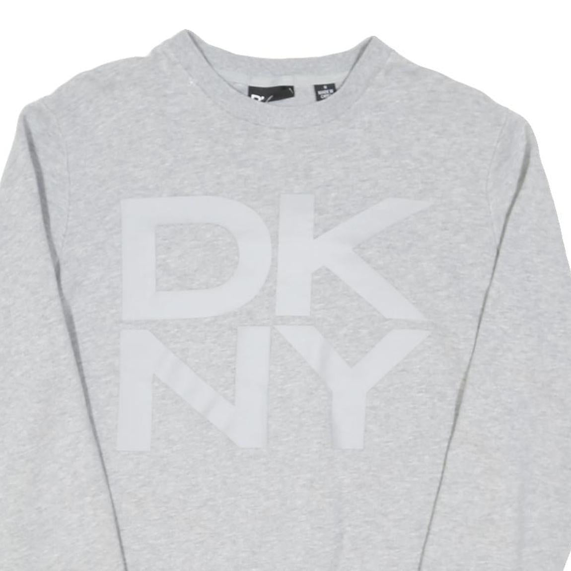 DKNY Mens Grey Crew Neck S Cotton Blend Sweatshirt Pullover Casual