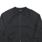 GUESS Womens Black Jacket M Polyester Blend Zip Plain Logo Banded Sleeve