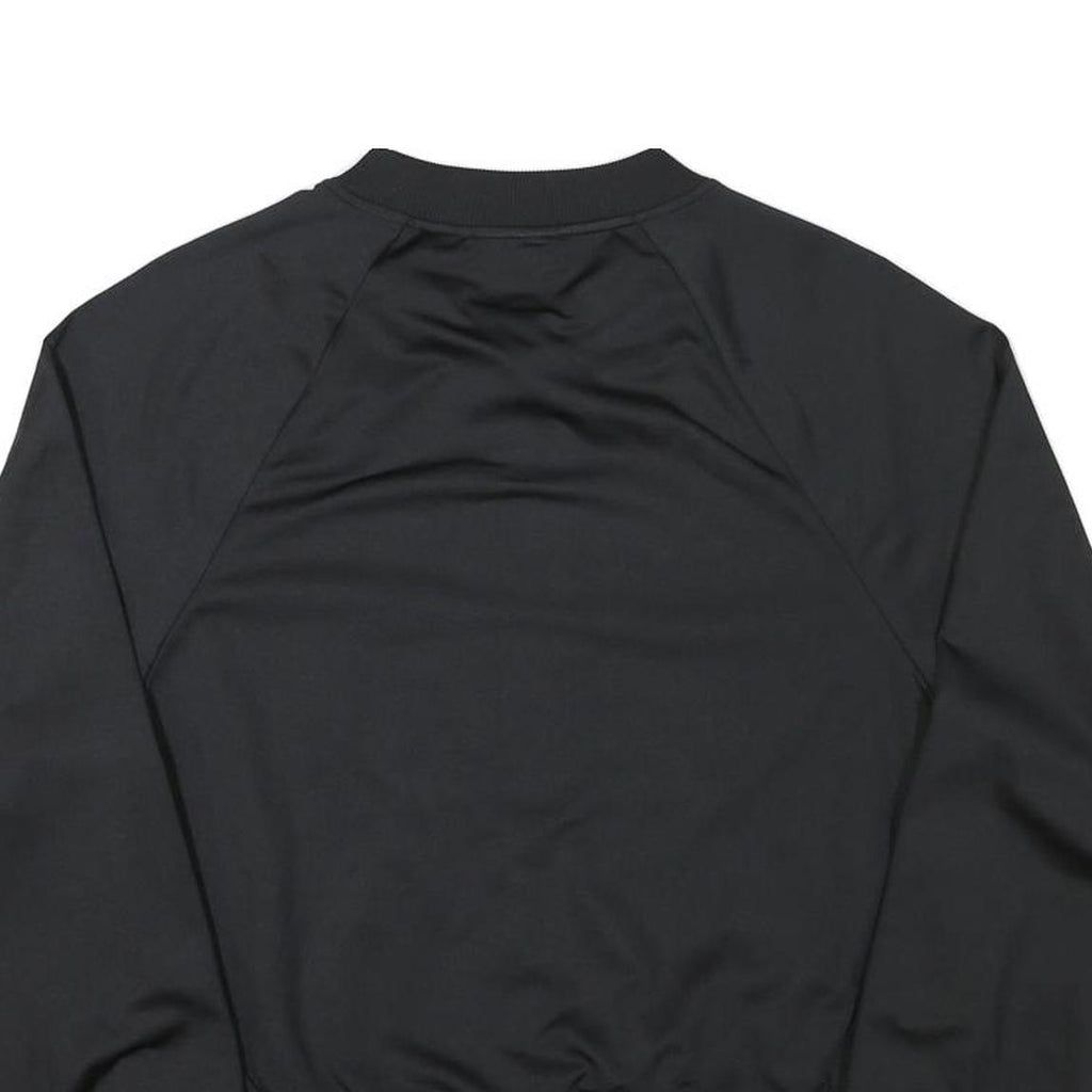 GUESS Womens Black Jacket M Polyester Blend Zip Plain Logo Banded Sleeve