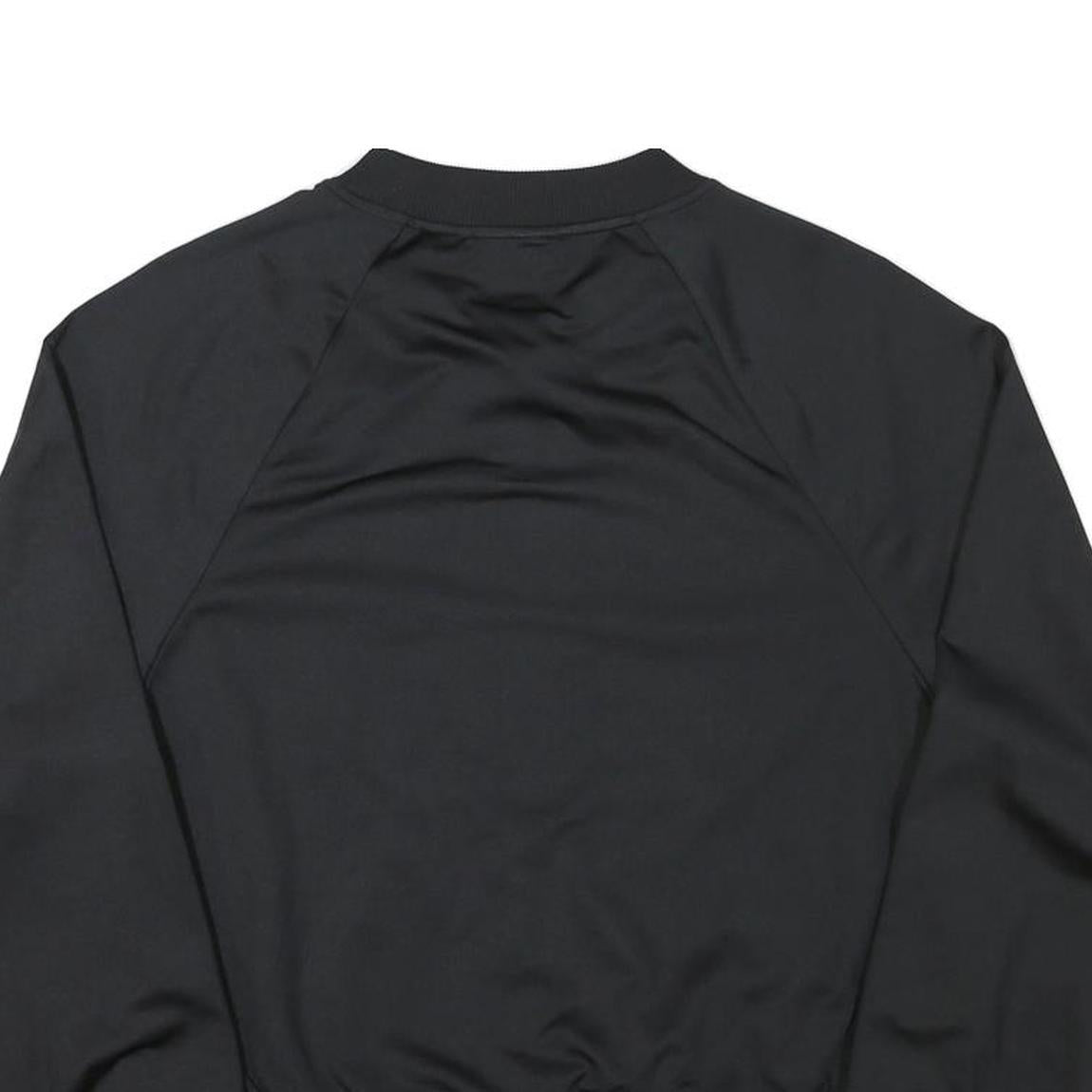 GUESS Womens Black Jacket M Polyester Blend Zip Plain Logo Banded Sleeve