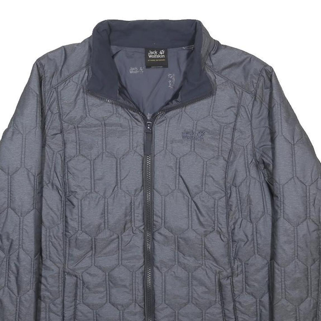JACK WOLFSKIN Womens Grey Hex Pattern Jacket UK 18 Polyamide Blend Zip Outdoor