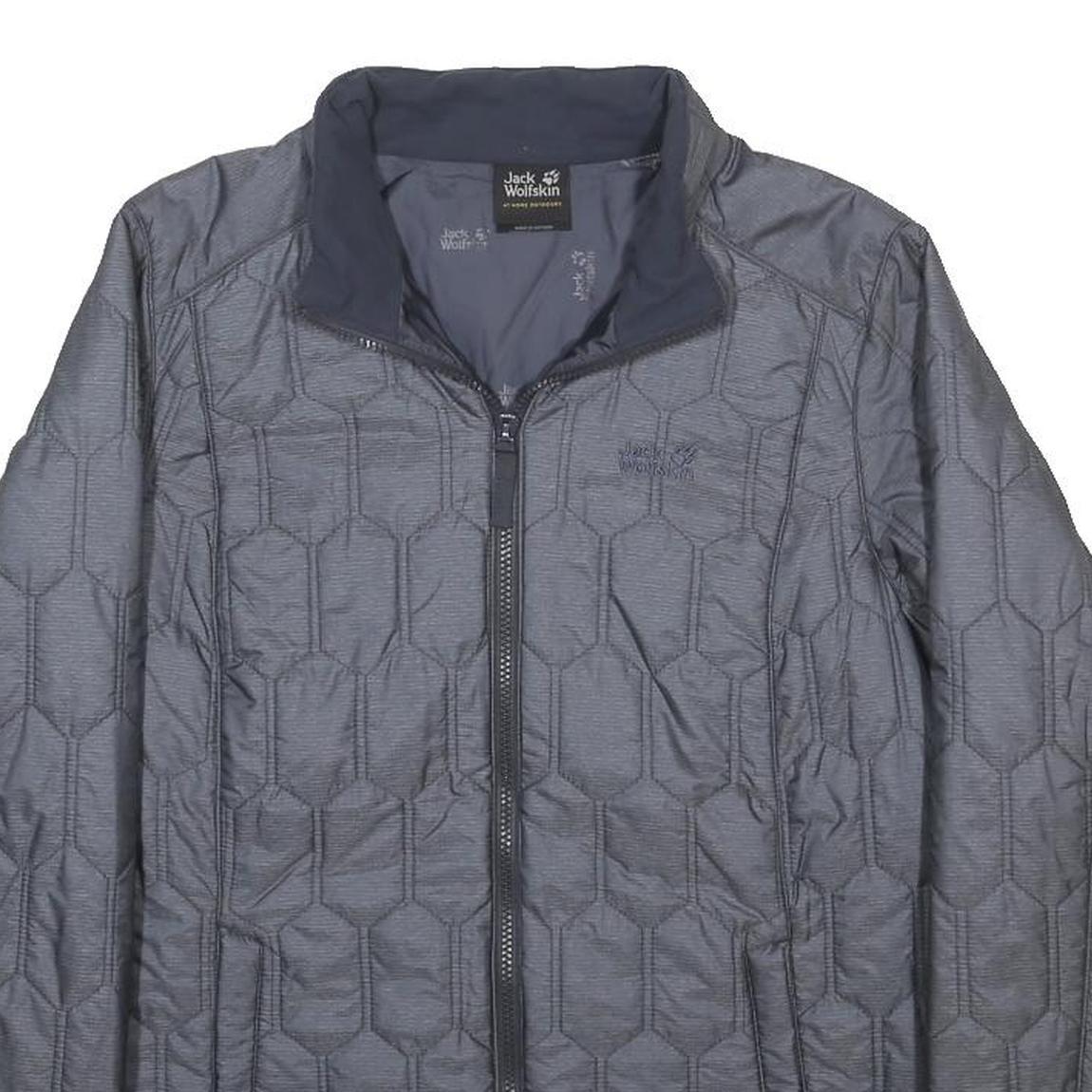 JACK WOLFSKIN Womens Grey Hex Pattern Jacket UK 18 Polyamide Blend Zip Outdoor