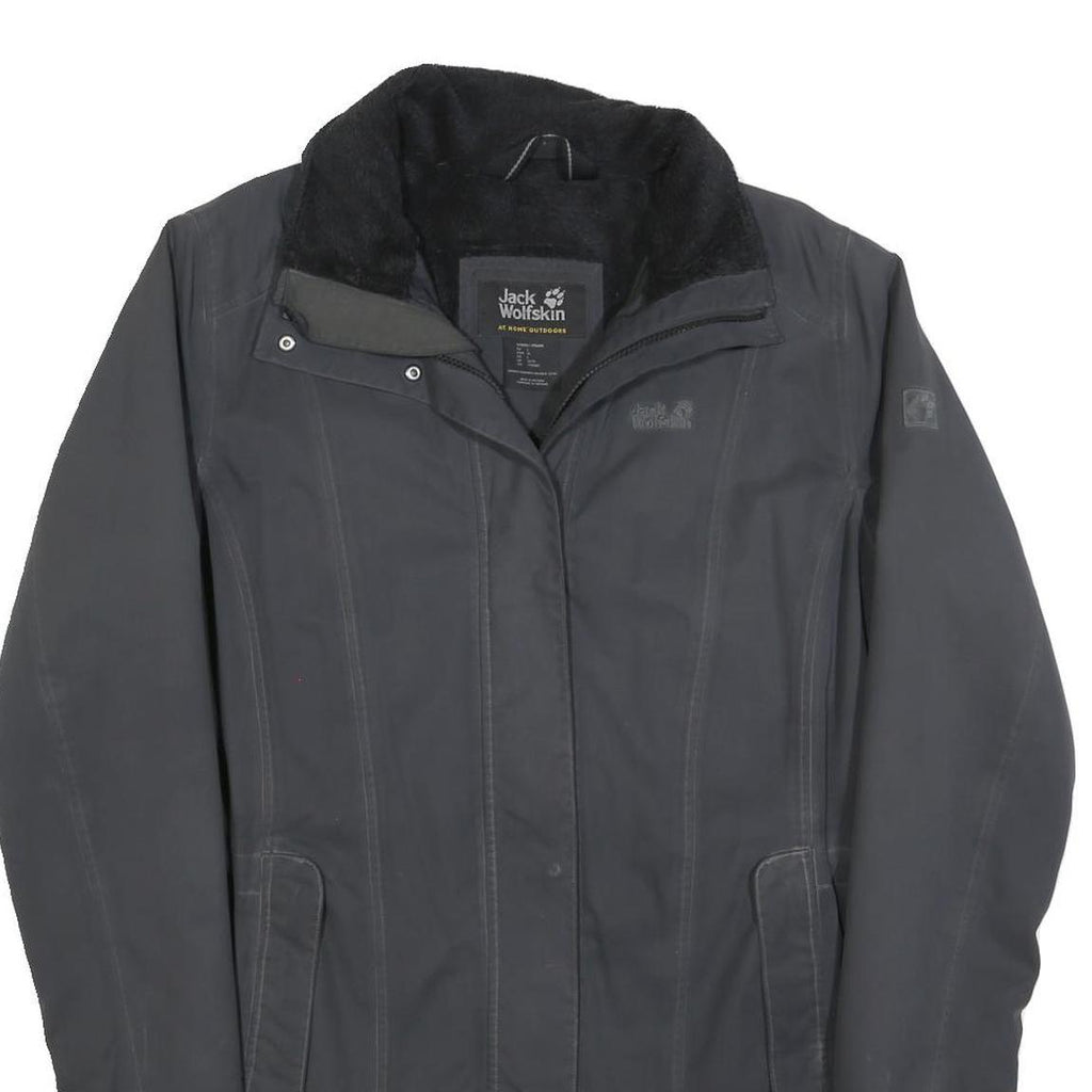 JACK WOLFSKIN Womens Black Outdoor Zip Jacket L Polyester Blend Plain Warm