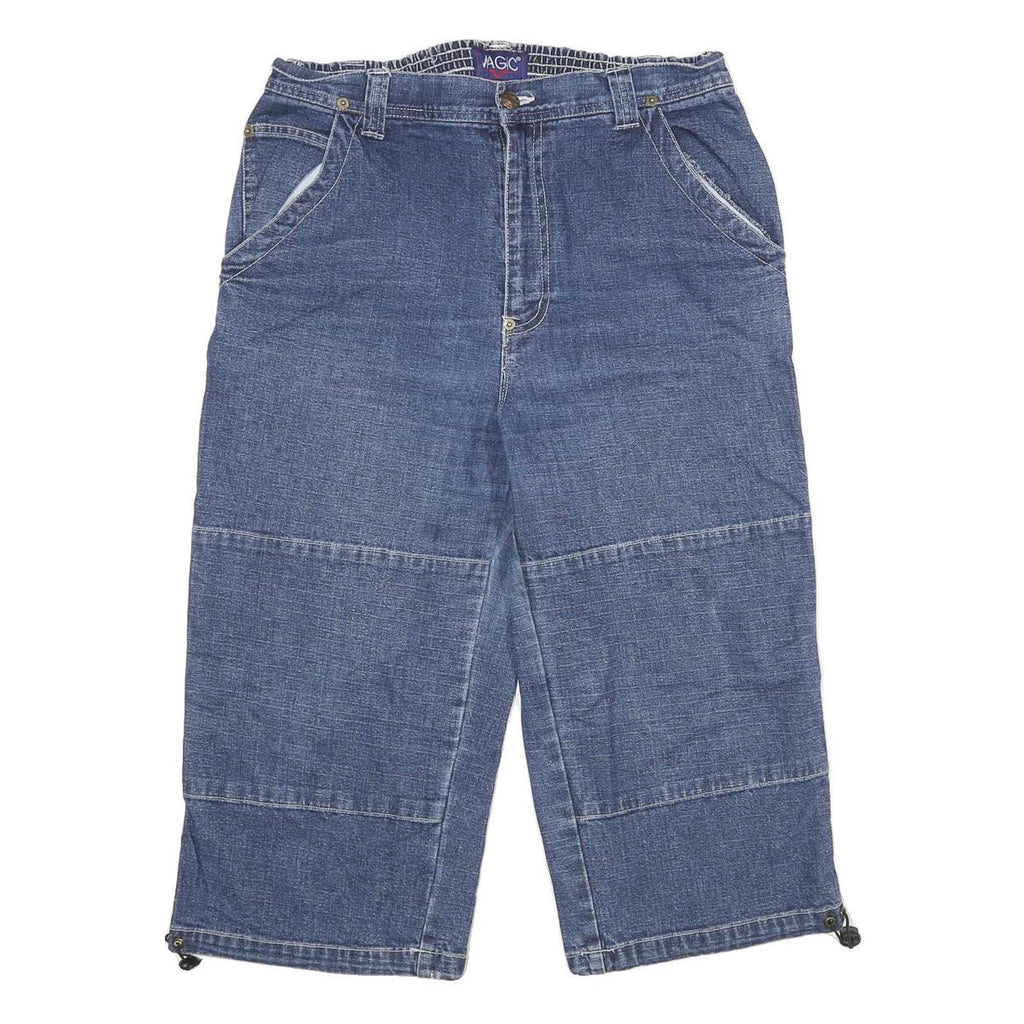MAGIC Mens Denim Blue Cargo Shorts M W30 Relaxed Fit Cotton Blend