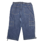 MAGIC Mens Denim Blue Cargo Shorts M W30 Relaxed Fit Cotton Blend