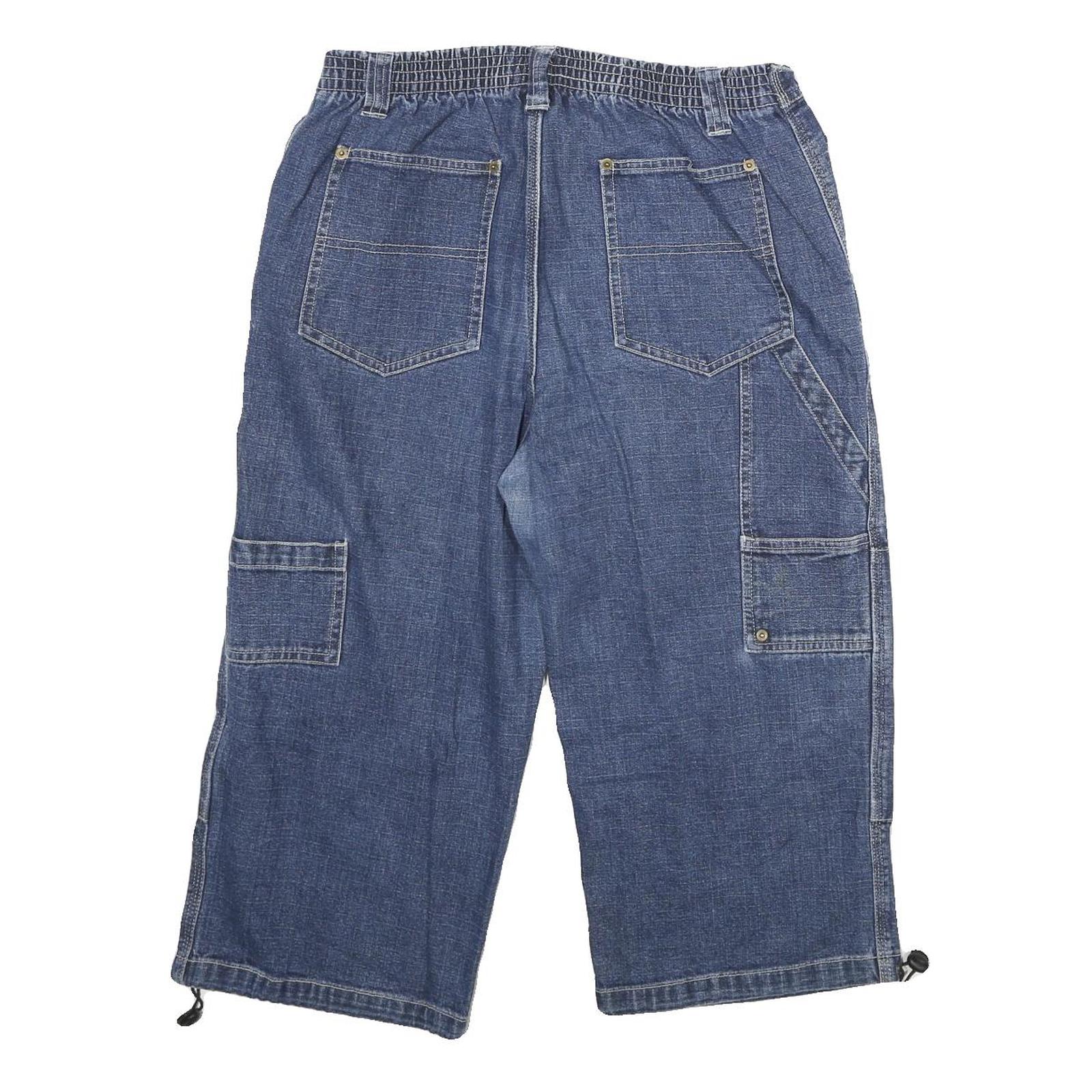 MAGIC Mens Denim Blue Cargo Shorts M W30 Relaxed Fit Cotton Blend