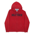 TOMMY HILFIGER Mens Red Hoodie Jacket XL Cotton Blend Zip Plain Casual
