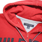 TOMMY HILFIGER Mens Red Hoodie Jacket XL Cotton Blend Zip Plain Casual