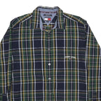 TOMMY JEANS Mens Blue Green & Yellow Check Shirt M Cotton Button Collar Long