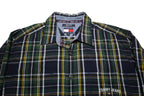 TOMMY JEANS Mens Blue Green & Yellow Check Shirt M Cotton Button Collar Long
