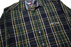 TOMMY JEANS Mens Blue Green & Yellow Check Shirt M Cotton Button Collar Long