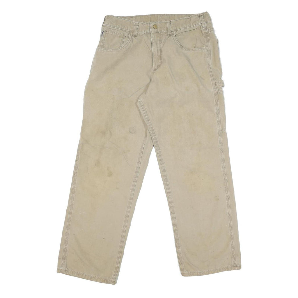 CARHARTT Mens Beige Cotton Blend Regular Straight Trousers W32 L29 Workwear