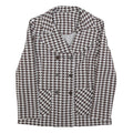 Womens Brown & White Houndstooth Button Jacket M Cotton Blend Classic Style