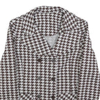 Womens Brown & White Houndstooth Button Jacket M Cotton Blend Classic Style