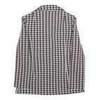 Womens Brown & White Houndstooth Button Jacket M Cotton Blend Classic Style