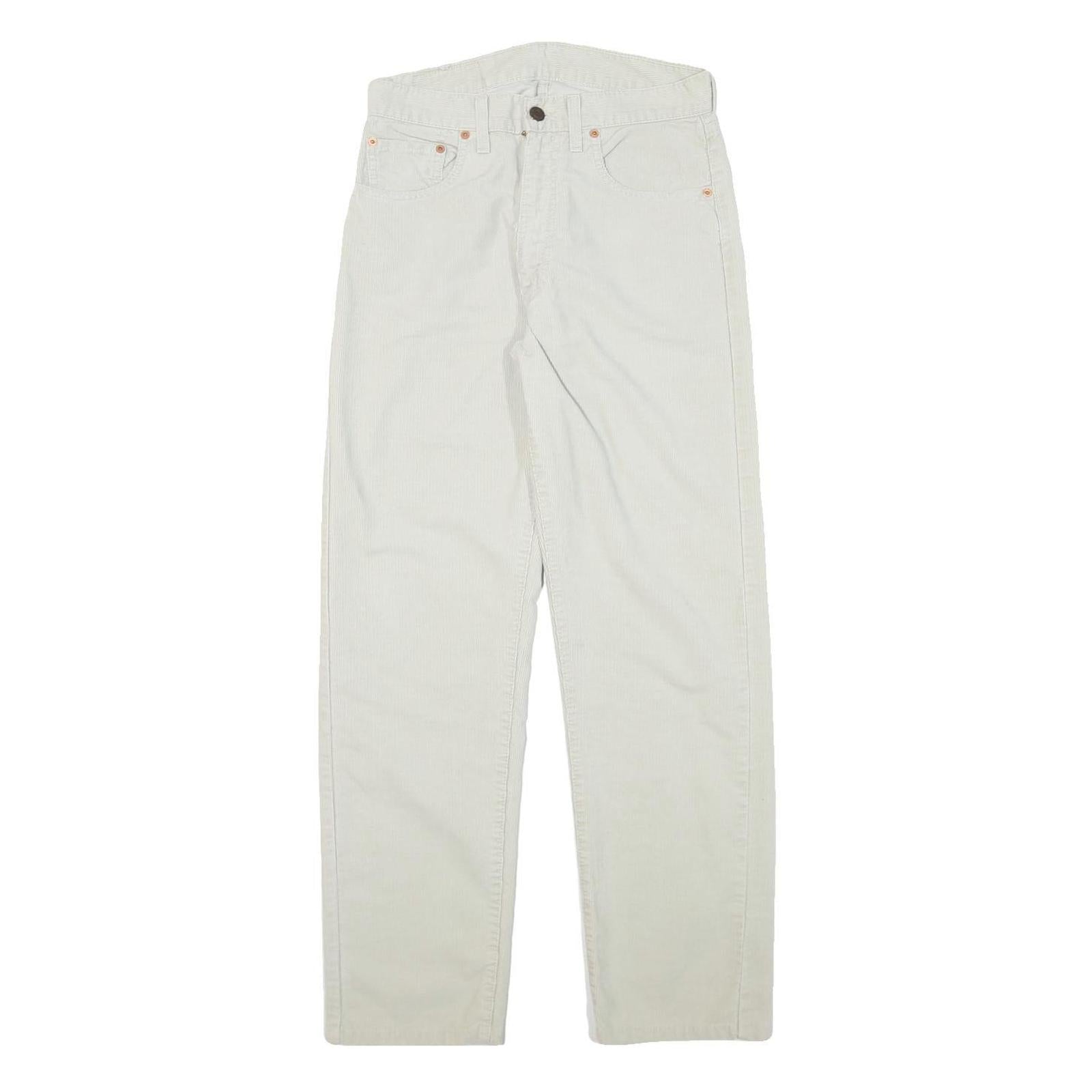 LEVI'S Mens Cotton Blend White Regular Straight Trousers W29 L29 Casual Zip